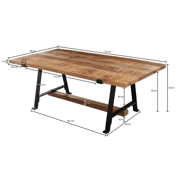 Solid Wood Coffee Table With Iron And Heavy Top