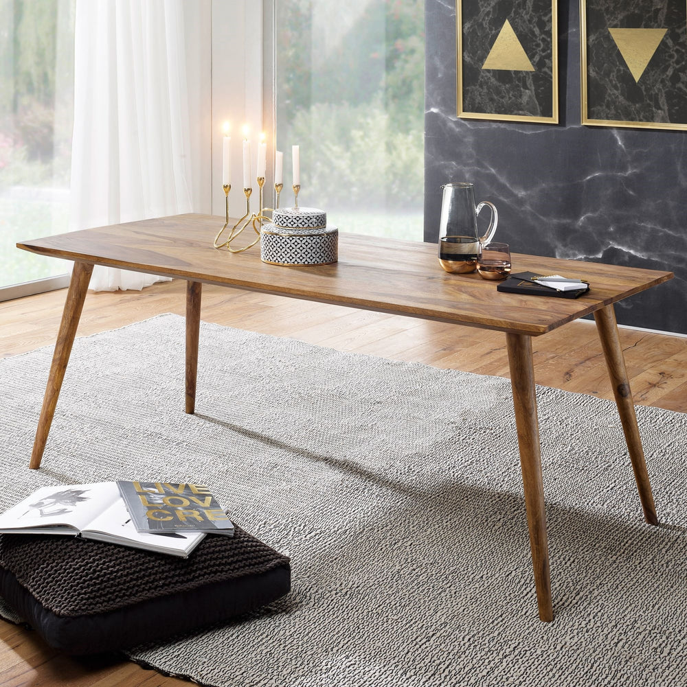 Solid Wood Sheesham Dining Table With Rounded Legs