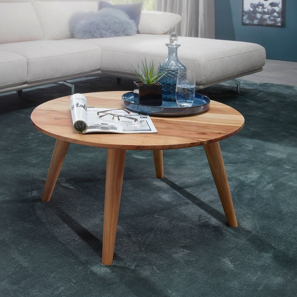 Solid Wood Center Table With 4 Stable Round Legs
