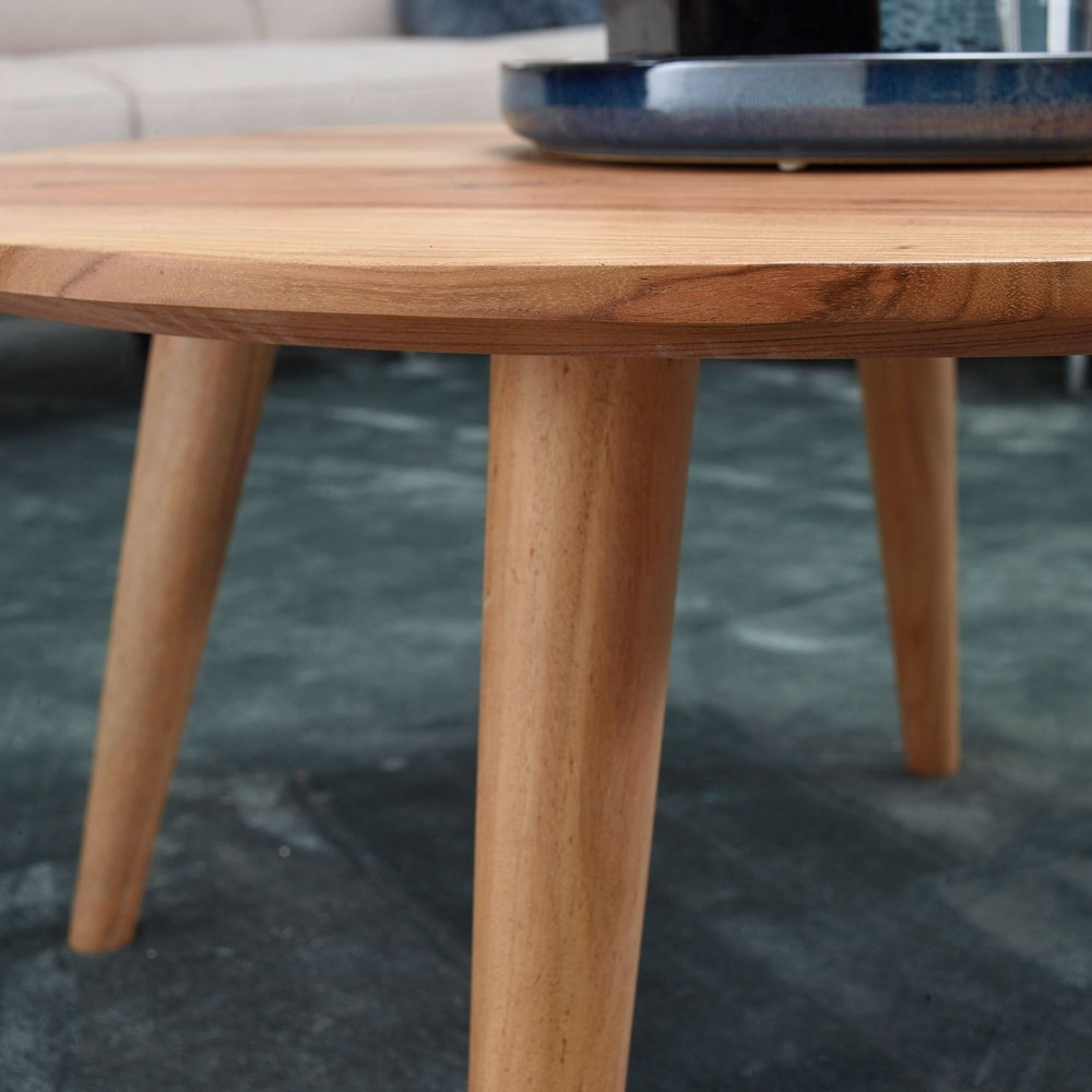Solid Wood Center Table With 4 Stable Round Legs