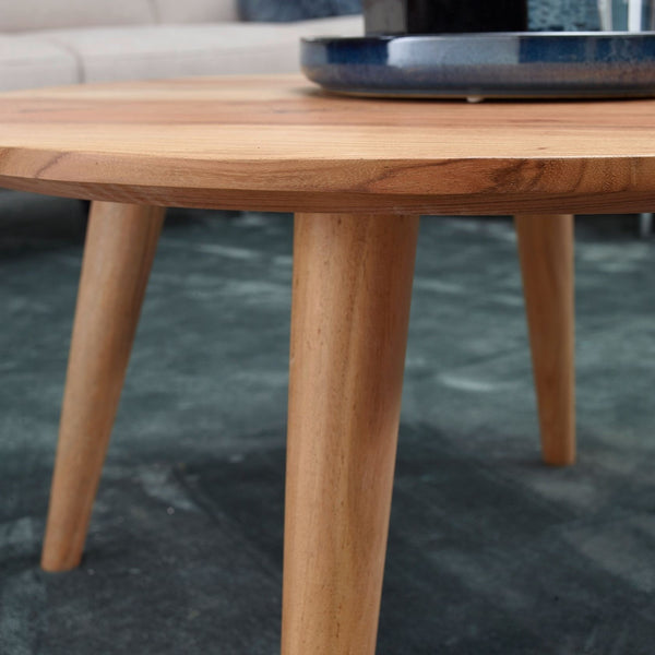 Solid Wood Center Table With 4 Stable Round Legs