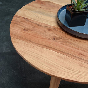 Solid Wood Center Table With 4 Stable Round Legs