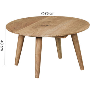 Solid Wood Center Table With 4 Stable Round Legs