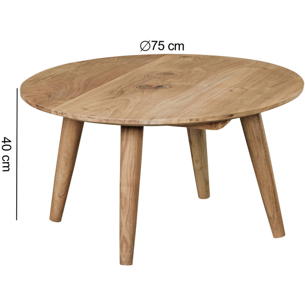 Solid Wood Center Table With 4 Stable Round Legs