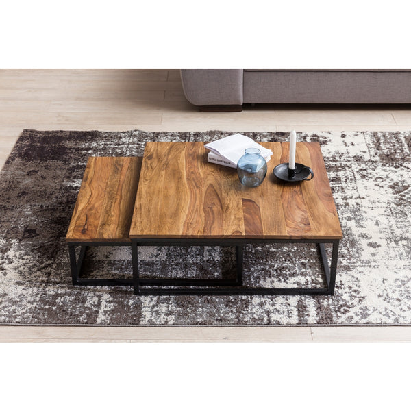 Solid Wood Sheesham Set Of 2 Side Nesting Coffee Table
