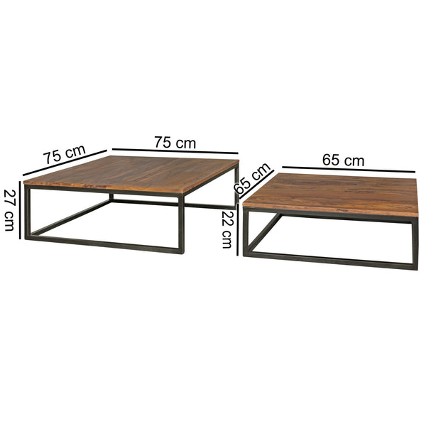 Solid Wood Sheesham Set Of 2 Side Nesting Coffee Table