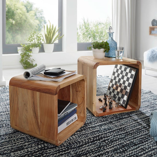 Solid Wood Landhous Set Of 2 Side Tables
