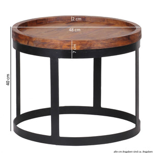 Birxton Solid Wood Nested Side Table In Honey Oak And Black Finish
