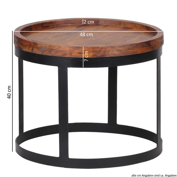 Birxton Solid Wood Nested Side Table In Honey Oak And Black Finish