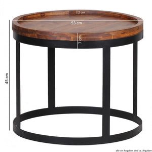 Birxton Solid Wood Nested Side Table In Honey Oak And Black Finish