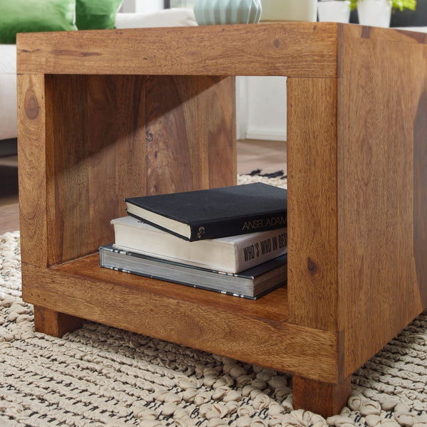 Geeta Side Table (Semi Gloss Finish, Honey Oak)
