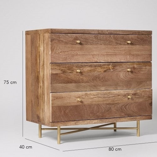 Solid Wood Halle Chest Of Drawer With Brass Stand