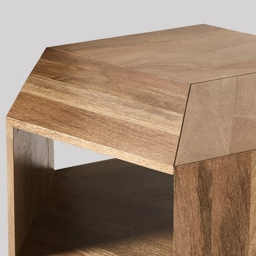 Solid Wood Osby Hexagonal Center Table In Natural Finish