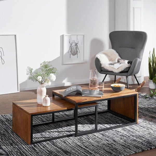 Solid Wood Sheesham Nesting Coffee Table