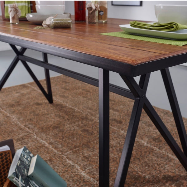 Solid Wood Sheesham Dining Table With Heavy Iron Stand
