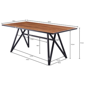 Solid Wood Sheesham Dining Table With Heavy Iron Stand
