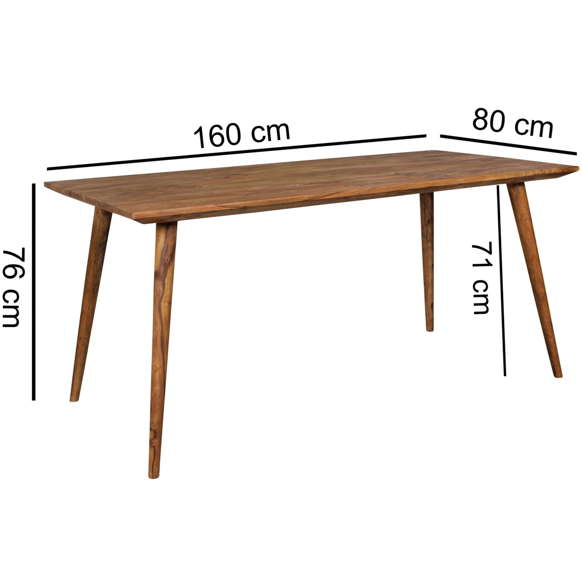 Solid Wood Sheesham Dining Table With Rounded Corners