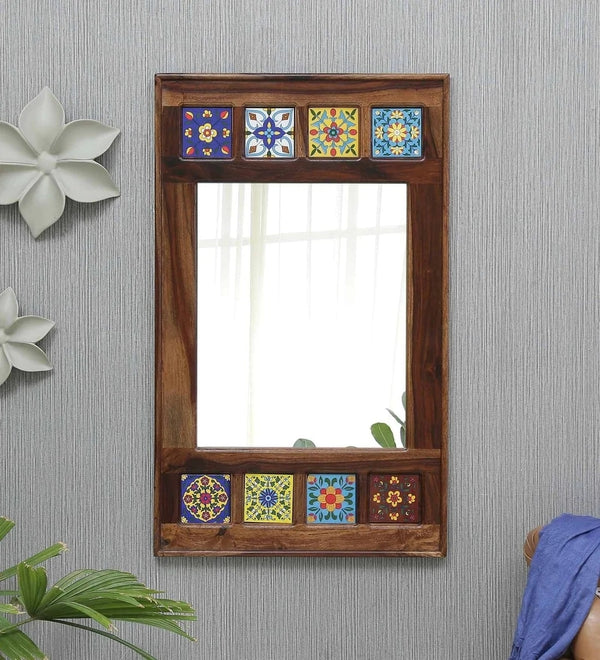 Siramika Sheesham Wood Rectangle Wall Mirror