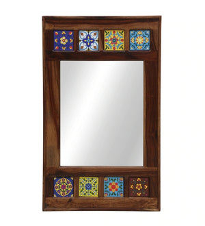 Siramika Sheesham Wood Rectangle Wall Mirror
