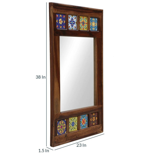 Siramika Sheesham Wood Rectangle Wall Mirror