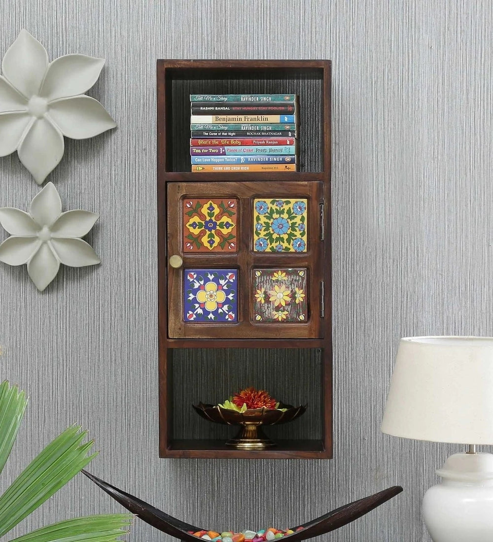 Siramika Sheesham Wood Book Shelf/Wall Shelf