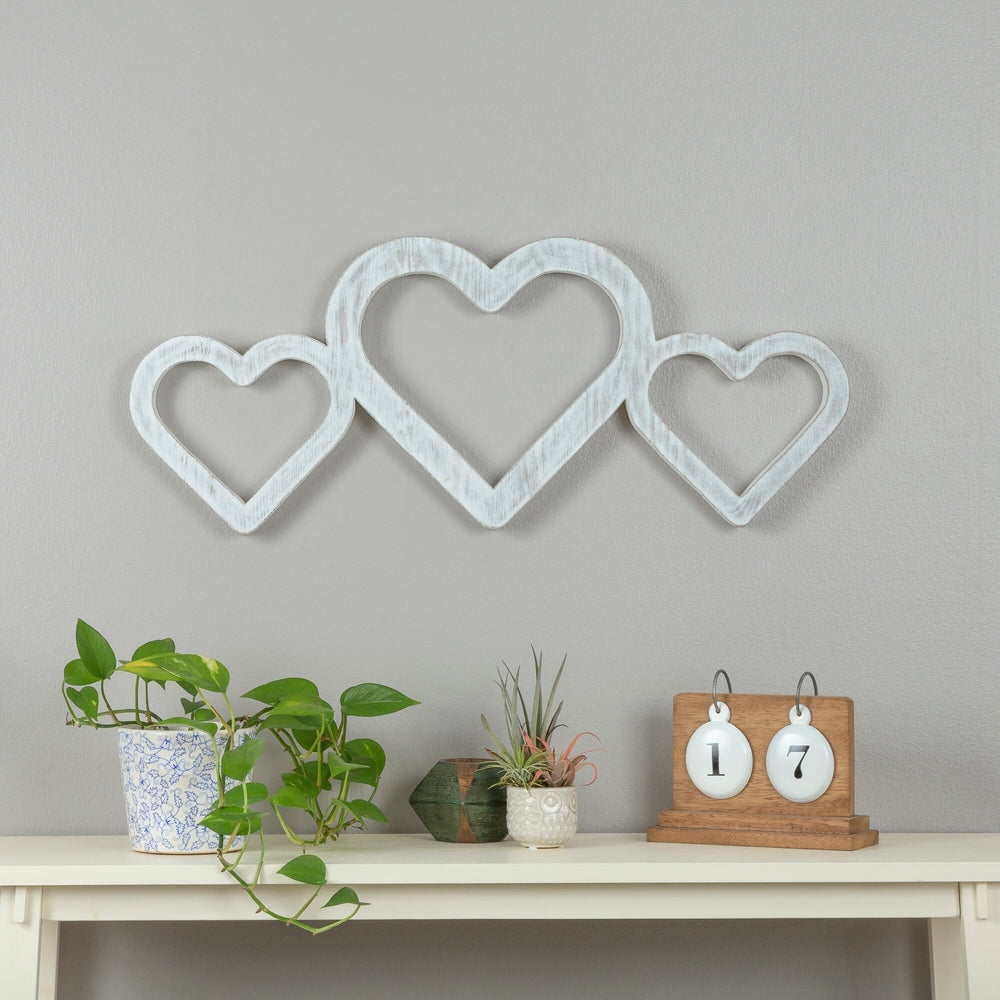 Large White Triple Heart