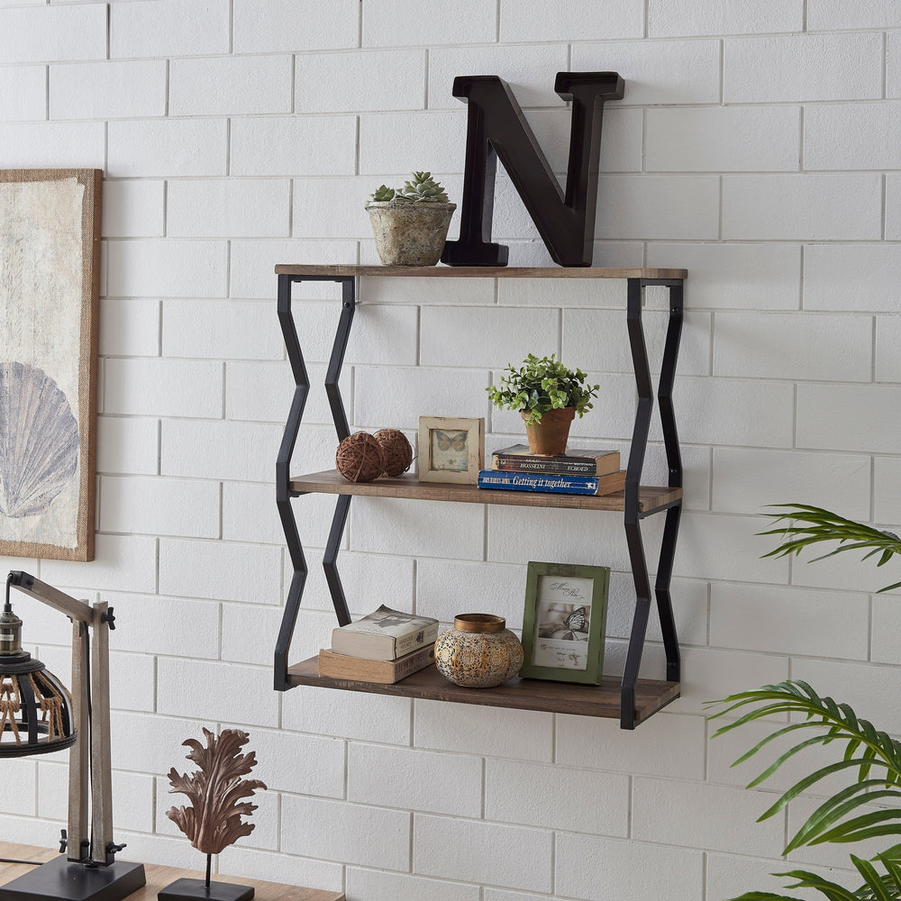 3-Tier Zigzag Floating Wall Shelf