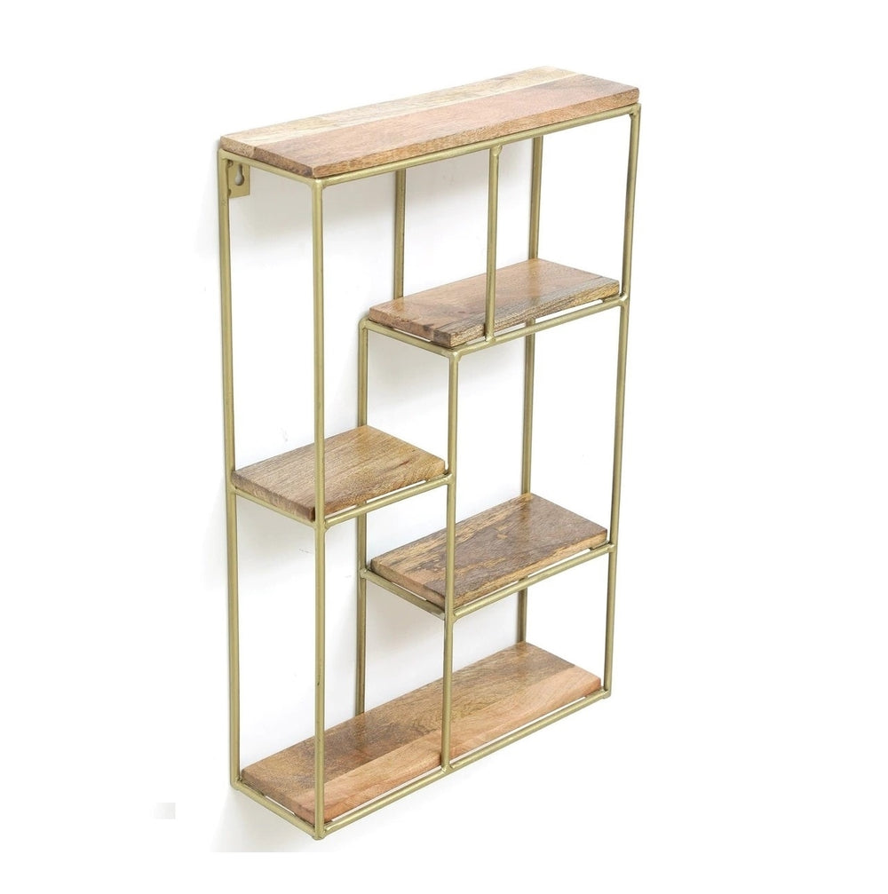 Iron and Wood Vertical Wall Shelf