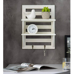 Mango Wood Floating Wall shelf in White Colour