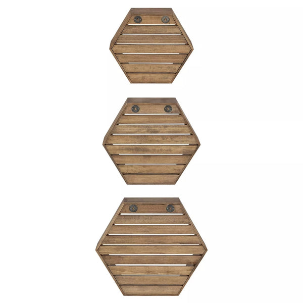 Hexagonal Wood Shelf Set of 3