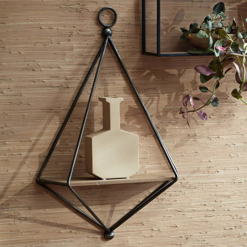 Black and Brown Triangular Wall Shelf
