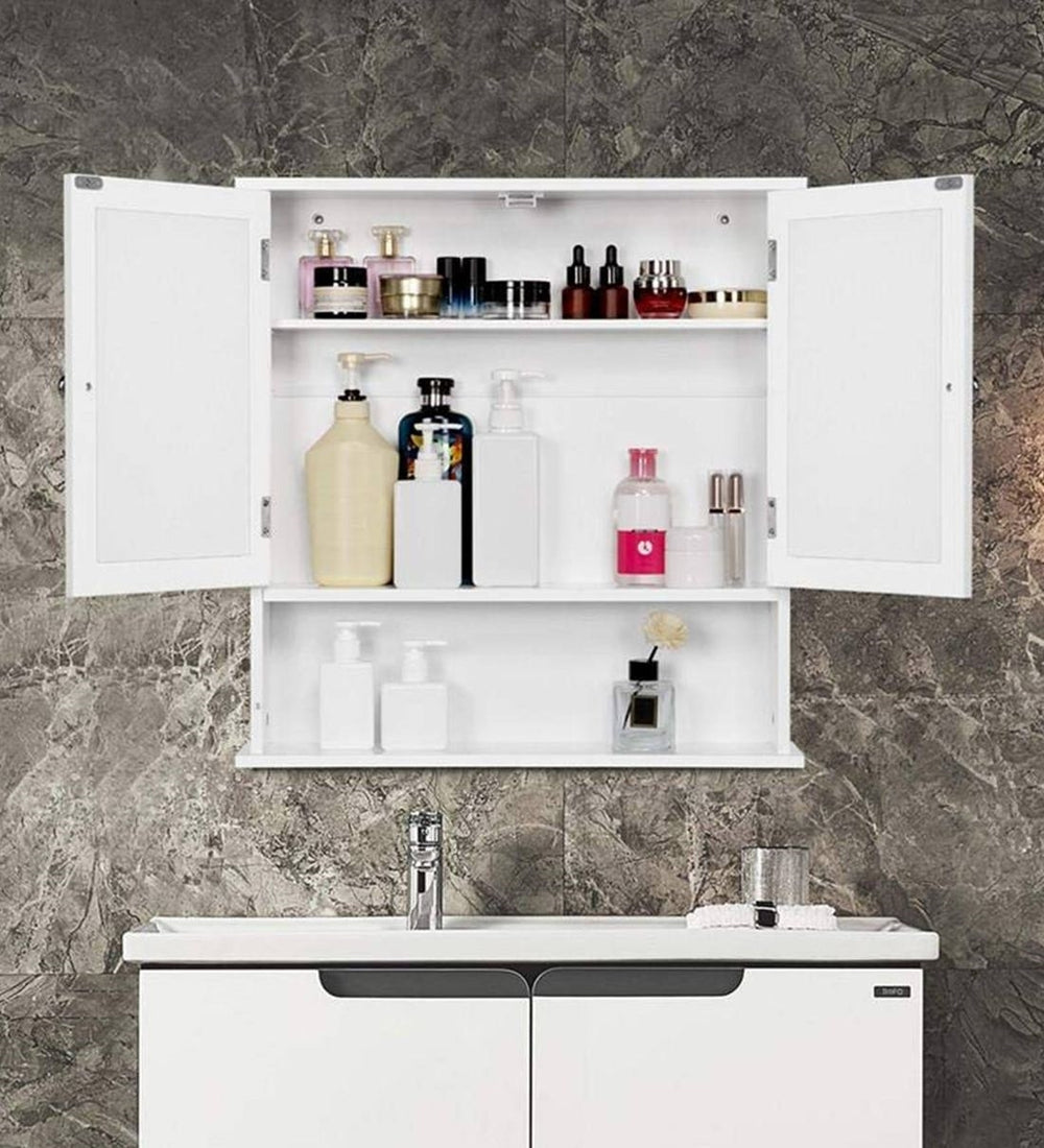 Mango Wood Wall Cabinet in White Colour