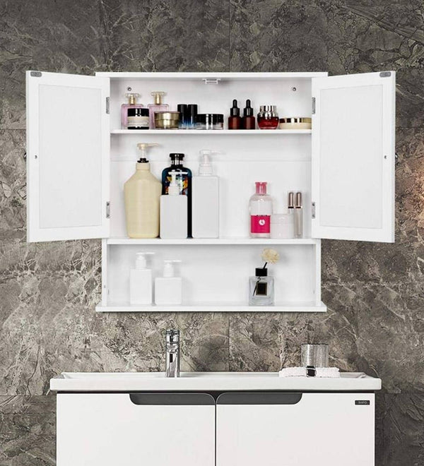 Mango Wood Wall Cabinet in White Colour