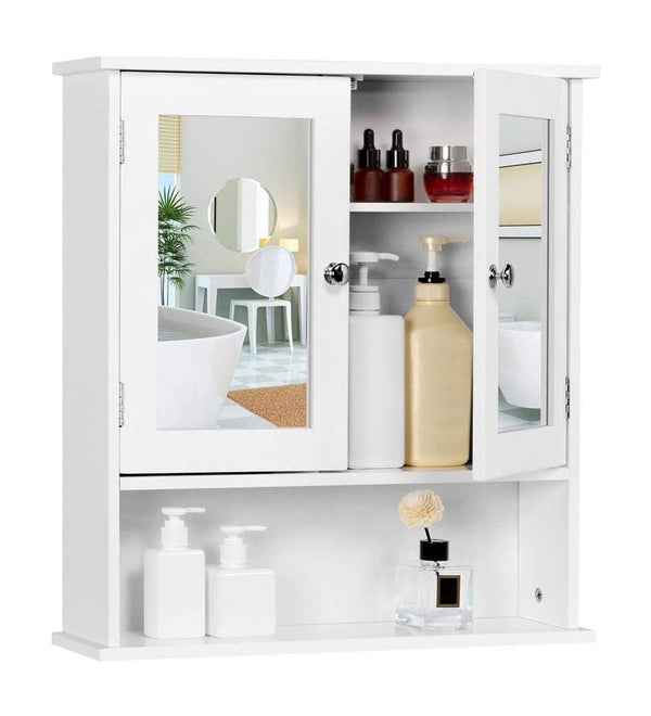 Mango Wood Wall Cabinet in White Colour