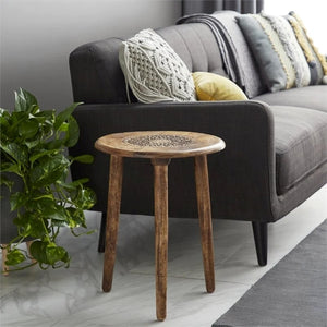Brown Mango Wood Traditional Accent Table