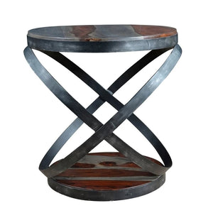 Coast To Coast Imports Kari Sheesham Wood Top and Base Accent Table in Graywash