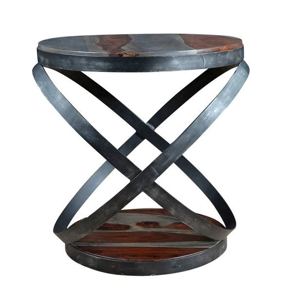 Coast To Coast Imports Kari Sheesham Wood Top and Base Accent Table in Graywash