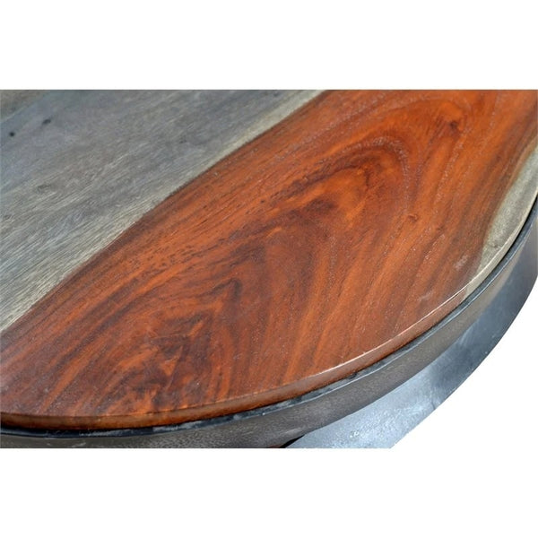 Coast To Coast Imports Kari Sheesham Wood Top and Base Accent Table in Graywash