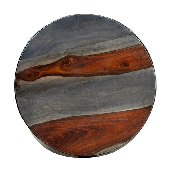 Coast To Coast Imports Kari Sheesham Wood Top and Base Accent Table in Graywash