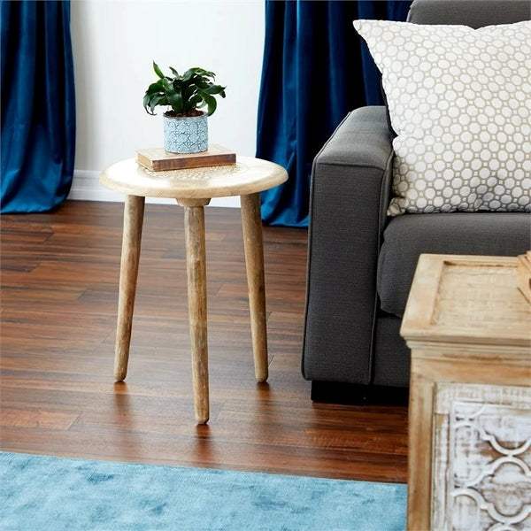 Leeds & Co 22"H x 17"W Brown Mango Wood Traditional Accent Table