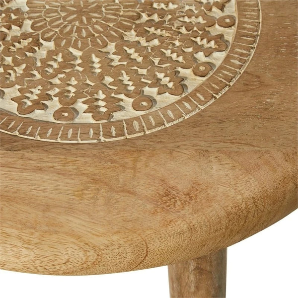Leeds & Co 22"H x 17"W Brown Mango Wood Traditional Accent Table