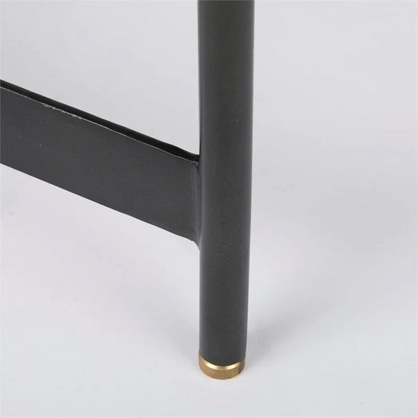 Marquisa 22.5L x 22.5W x 20.8H Brown Wood & Black Metal Base Nesting Side Tables