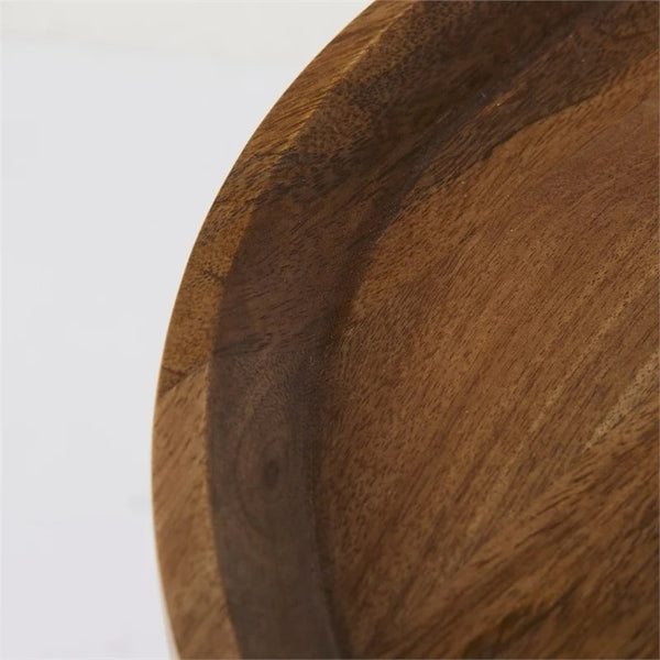 Marquisa 22.5L x 22.5W x 20.8H Brown Wood & Black Metal Base Nesting Side Tables