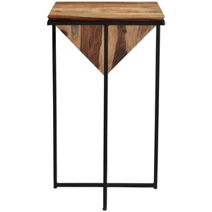Parisian Brown Wood and Metal Accent Table