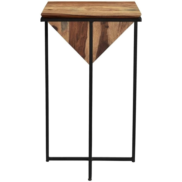 Parisian Brown Wood and Metal Accent Table
