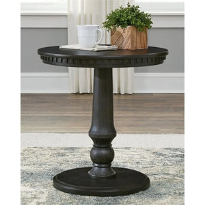 Round Wood End Table in Black