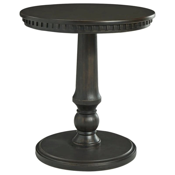 Round Wood End Table in Black