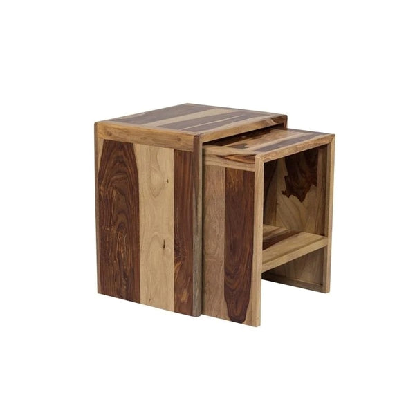Sheesham Accents Solid Wood Set of 2 Nesting End Tables