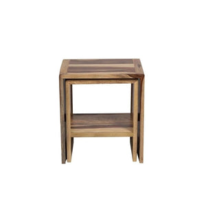 Sheesham Accents Solid Wood Set of 2 Nesting End Tables