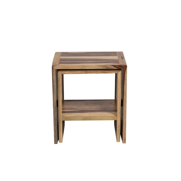 Sheesham Accents Solid Wood Set of 2 Nesting End Tables